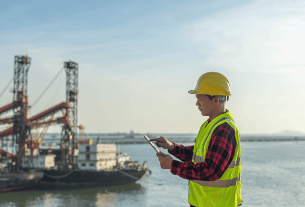 A marine worker overseeing a task highlighting the different applications that static mixers can be used for within the marine industry. 