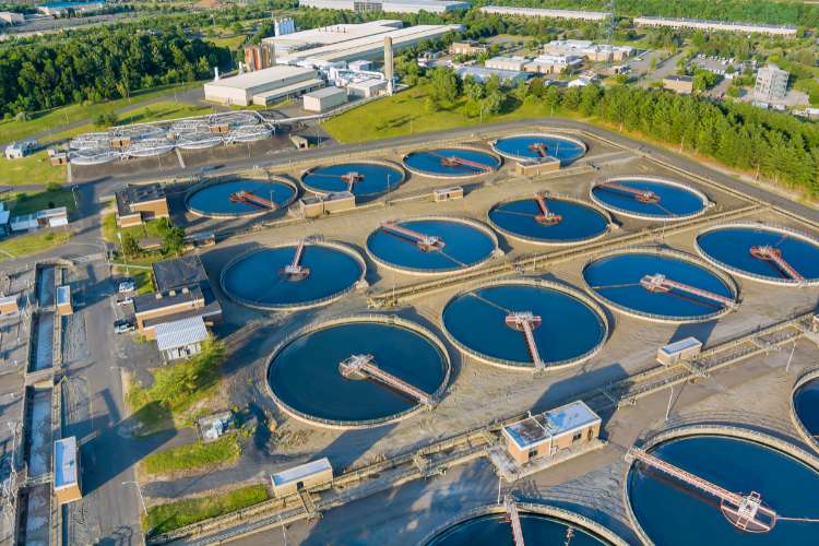 A wastewater treatment plant minimising its environmental impact by using static mixers in their processes. 