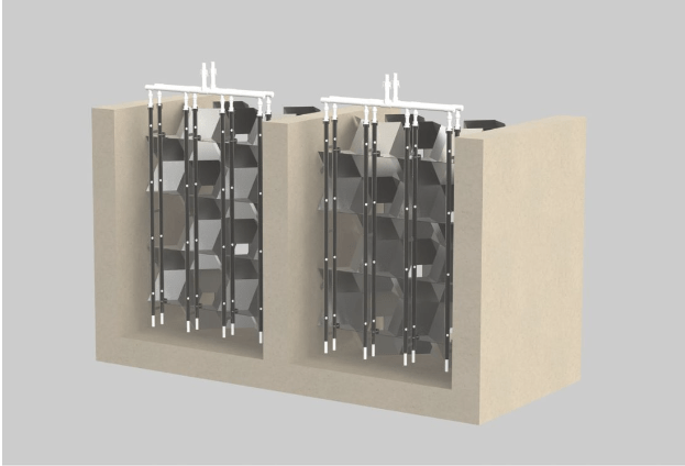 Channel and duct mixers being used in an application in the water process. 